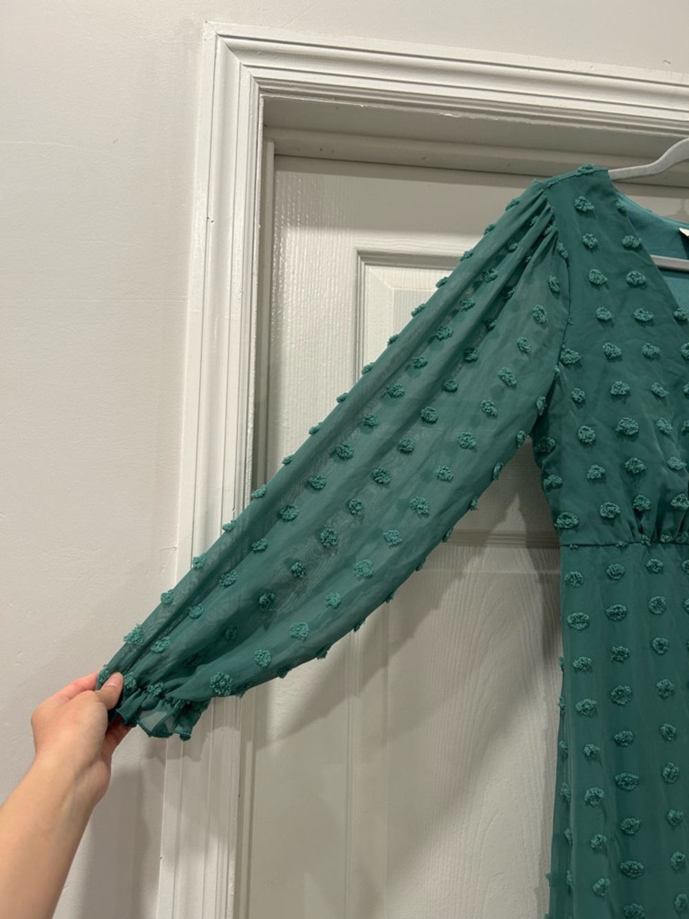 the Line of Style Green Swiss Dot Dress Size Medium - Picture 4 of 6